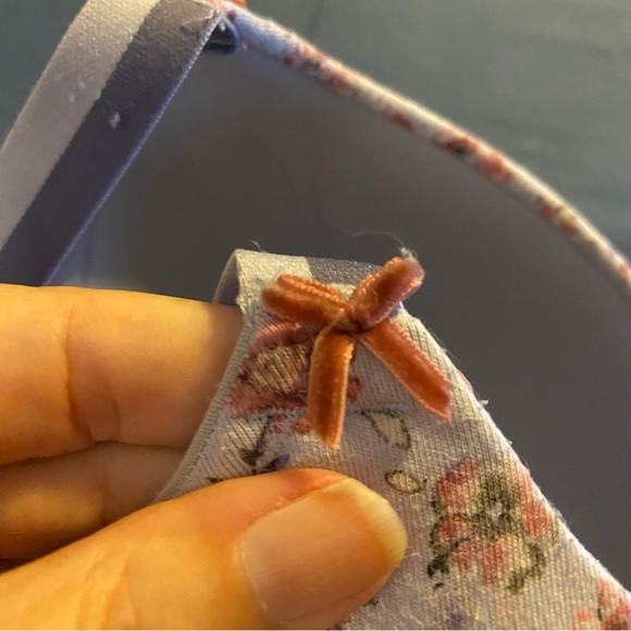 Cacique Blue Floral Cotton Plunge Bra Size 44 - Picture 2 of 9